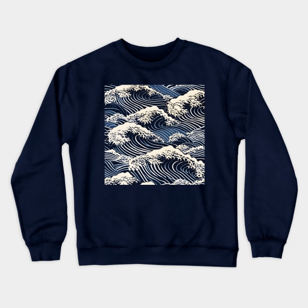 Japanese Waves Pattern, Ocean Crewneck Sweatshirt by craftydesigns